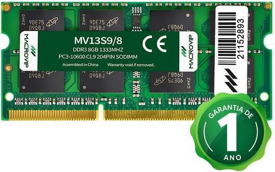 MEMORIA RAM NOTEBOOK 8GB DDR3/1333MHZ MACROVIP MV13S9/8