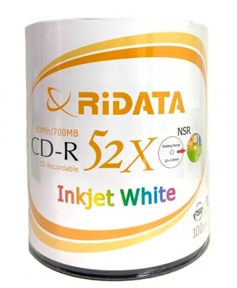 TUBO DE CD RIDATA 700MB 100 UNIDADES