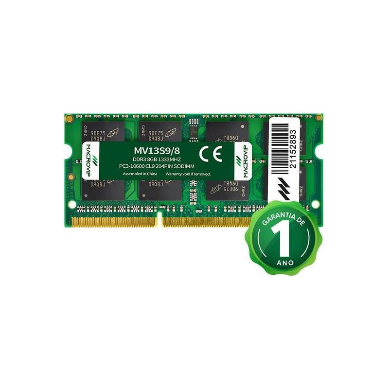 MEMORIA RAM NOTEBOOK 8GB DDR3/1333MHZ MACROVIP MV13S9/8