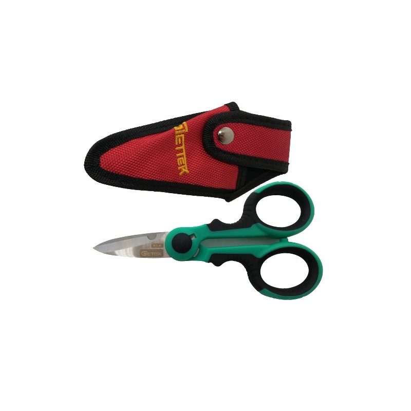 TIJERA DE CORTE KS-K PARA ALAMBRE DE ARAMIDA KEVLAR FIBRA OPTICA CON ESTUCHE GIETTEK