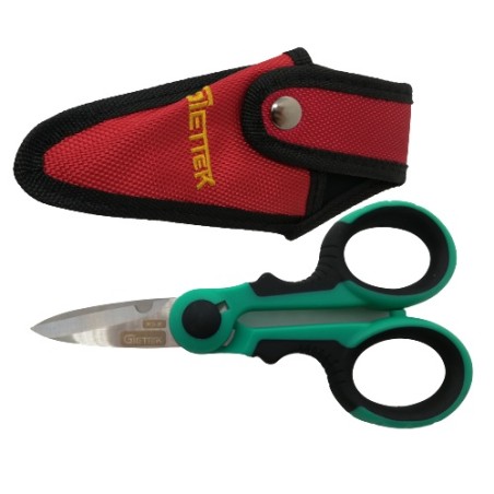 TIJERA DE CORTE KS-K PARA ALAMBRE DE ARAMIDA KEVLAR FIBRA OPTICA CON ESTUCHE GIETTEK