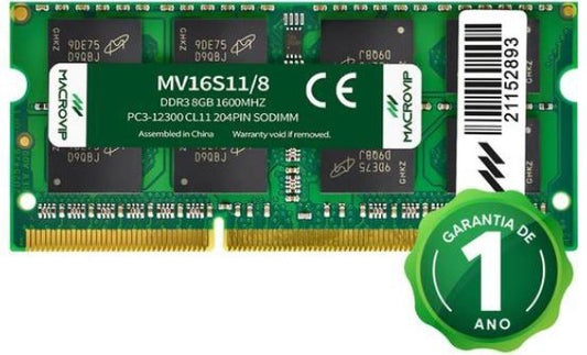 MEMORIA RAM NOTEBOOK 8GB DDR3/1600MHZ MACROVIP MV16S11/8
