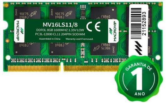 MEMORIA RAM NOTEBOOK 8GB DDR3L/1600MHZ MACROVIP MV16LS11/8