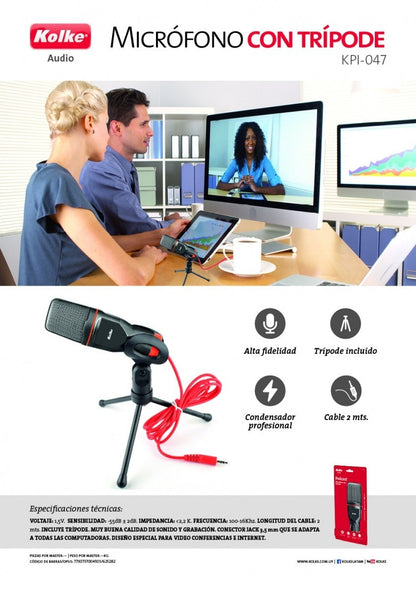 MICROFONO KOLKE CON TRIPODE KPI-047(NG)