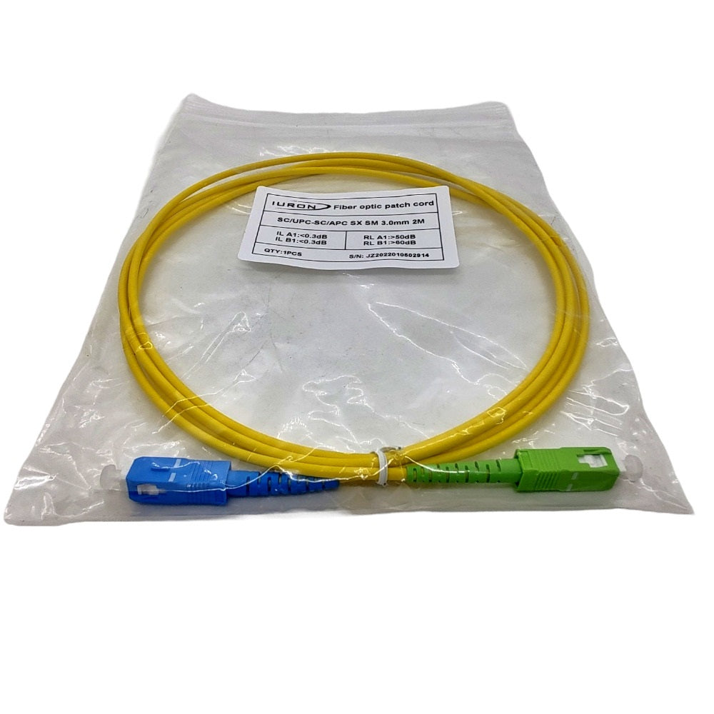 PATCH CORD SC-APC / SC-UPC SINGLE MODE 3.0MM 2 METROS