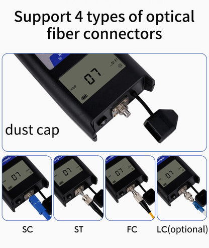 POWER METER ORIENTEK T22E FC/PC SC/PC ST/PC 850NM, 980NM, 1300NM, 1310NM, 1490NM, 1550NM, 1625NM. REQUIERE 2 PILAS AAA, SILICONA ANTIGOLPES