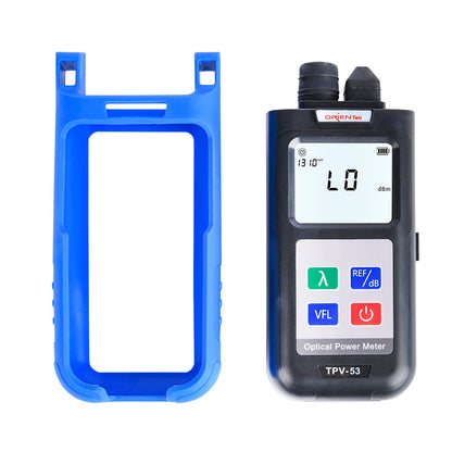 POWER METER ORIENTEK TPV-53 + DETECTOR DE FALLAS 10MW FC/PC SC/PC ST/PC 850NM, 980NM, 1300NM, 1310NM, 1490NM, 1550NM, 1625NM. REQUIERE 3 PILAS AA, SILICONA ANTIGOLPES
