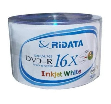 DISCO DVD-R TUBO 50 UNIDADES RIDATA SUPERPFICIE BLANCA IMPRIMIBLE